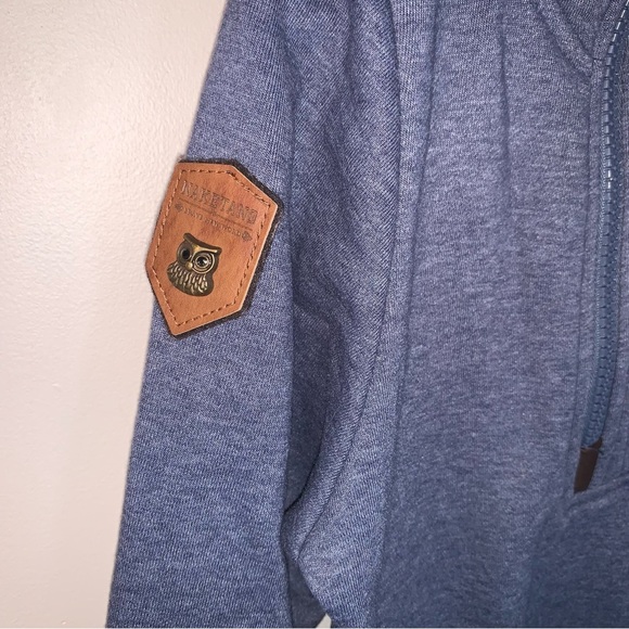 Naketano Blue and Brown Hoodie Side 1/2 Zip M - Picture 8 of 8